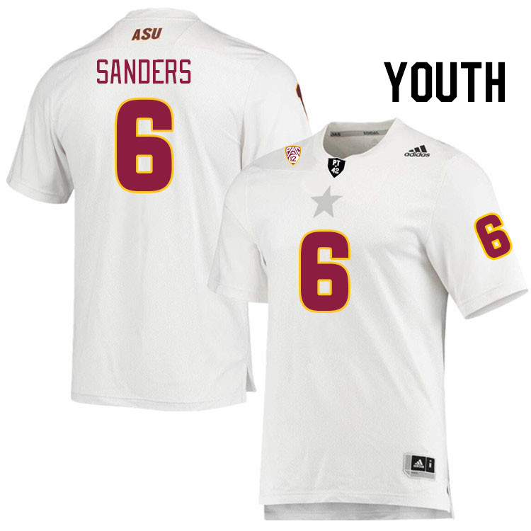 Youth #6 Giovanni Sanders Arizona State Sun Devils College Football Jerseys Stitched Sale-White - Click Image to Close